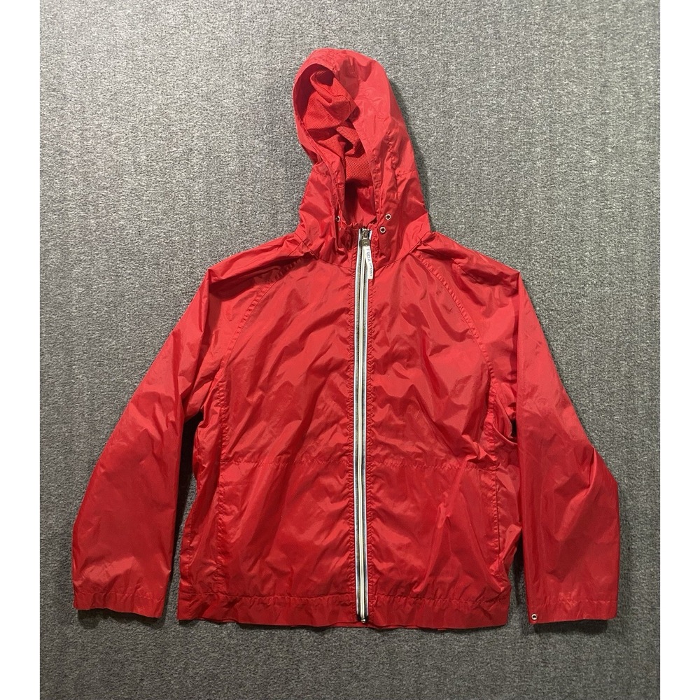 Fuda Jacket Womens Red Hooded Polyester Windbreaker Zip Pockets Size M